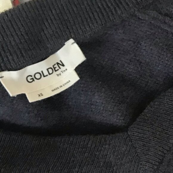 Aritzia Golden TNA Stowe Cashmere Wool V Neck Pullover Sweater Ribbed Layer Top - Picture 15 of 15